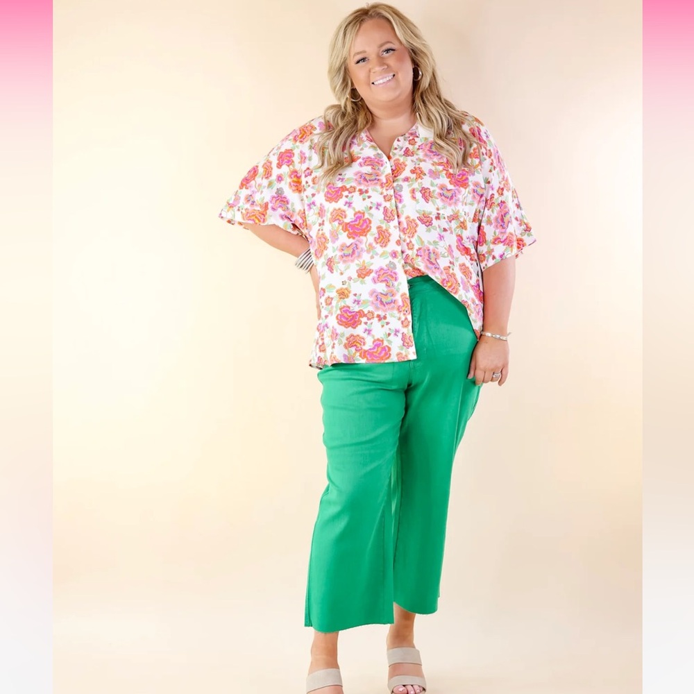 Judy Blue Tummy Control size 15 wide leg green jeans